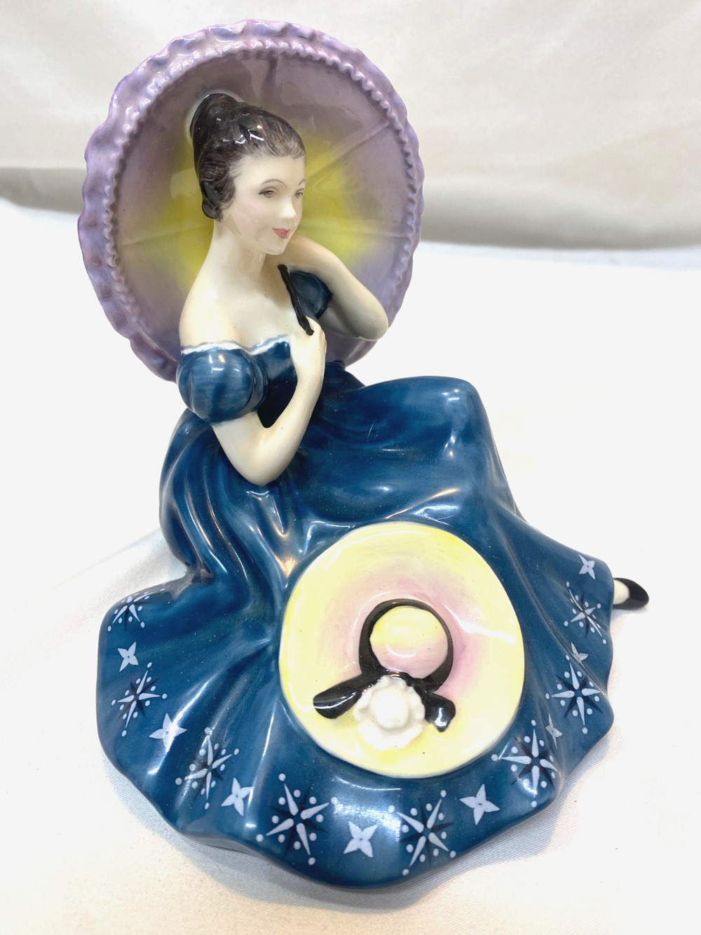 Royal Doulton Pensive Moments Bone China Figurine Blue Hand Painted Woman HN2704